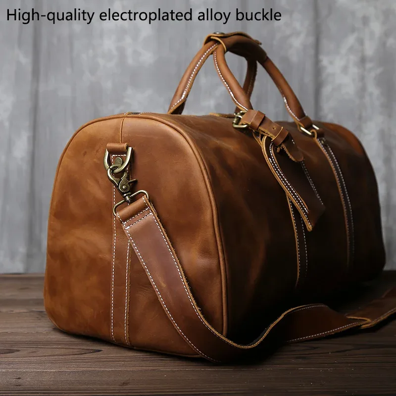 nouveau sac à main rétro pour hommes europe et amérique sac de voyage en cuir de cheval fou couche peau de vache grande capacité sac à bandoulière unique