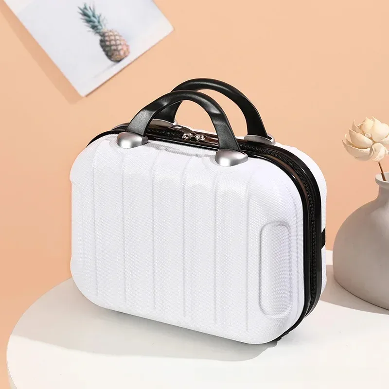 sac de maquillage de voyage pour femmes de 14 pouces, mini valise compacte en plastique abs, design uni, idéal pour un usage personnel