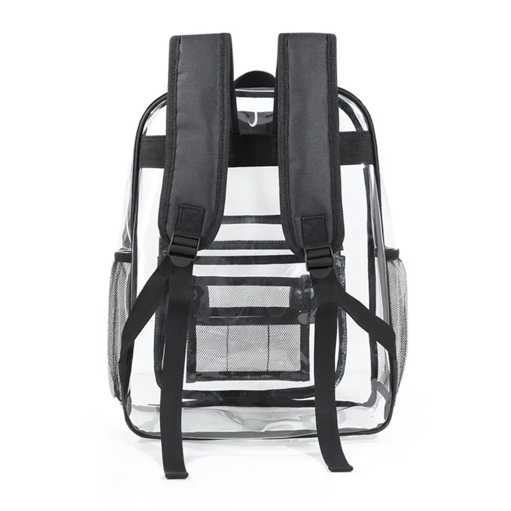 sac à dos transparent décontracté de grande capacité, sac à dos portable en pvc avec fermeture éclair, sac de sport extérieur visible et étanche pour femme/homme