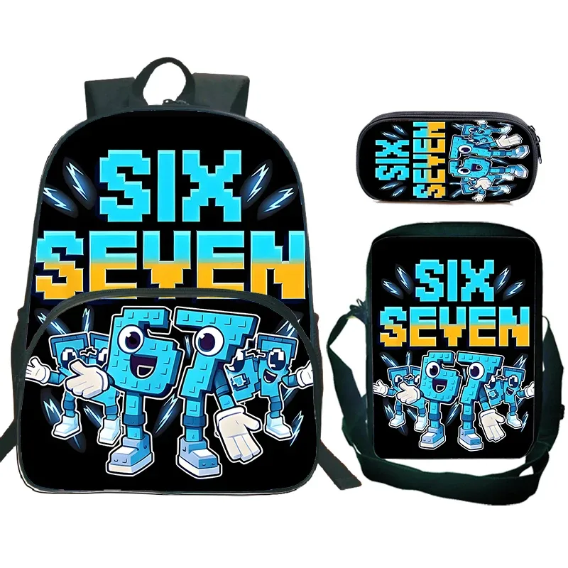 nouvel ensemble de 3 sacs à dos imprimés 67 six seven pour élèves du primaire, sac à déjeuner, trousse à crayons, sac d'école pour enfants