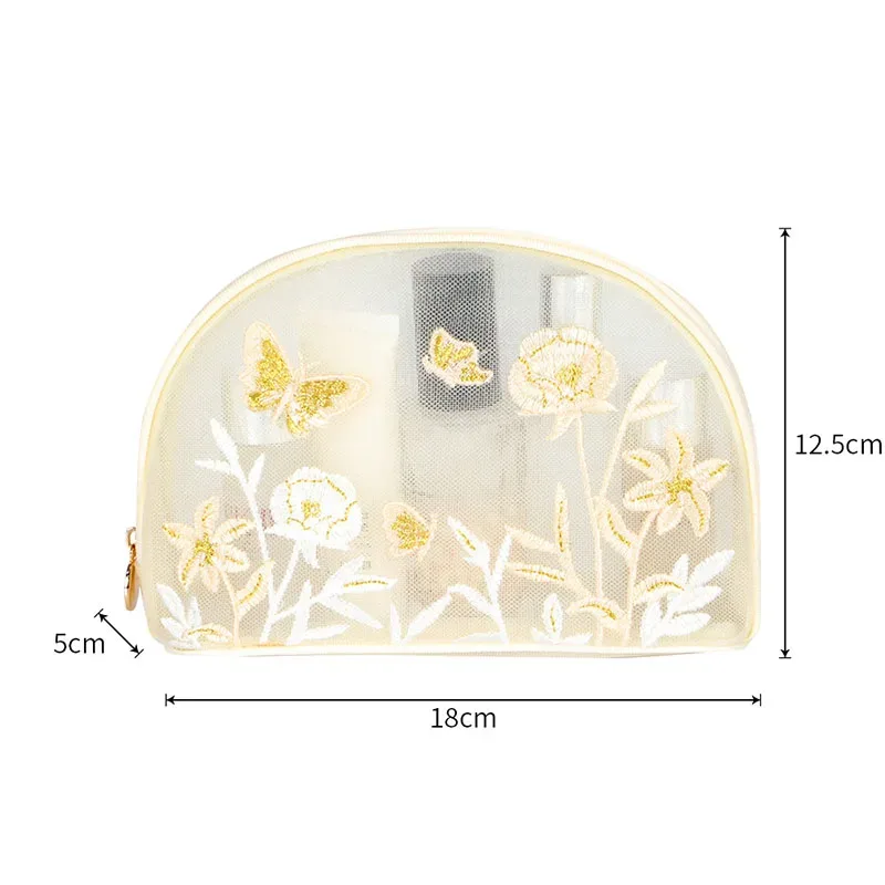 trousse de toilette portable, organisateur de rangement, grande capacité, nouvelle broderie en filet, sac de rangement pour cosmétiques, magnifique sac à cosmétiques