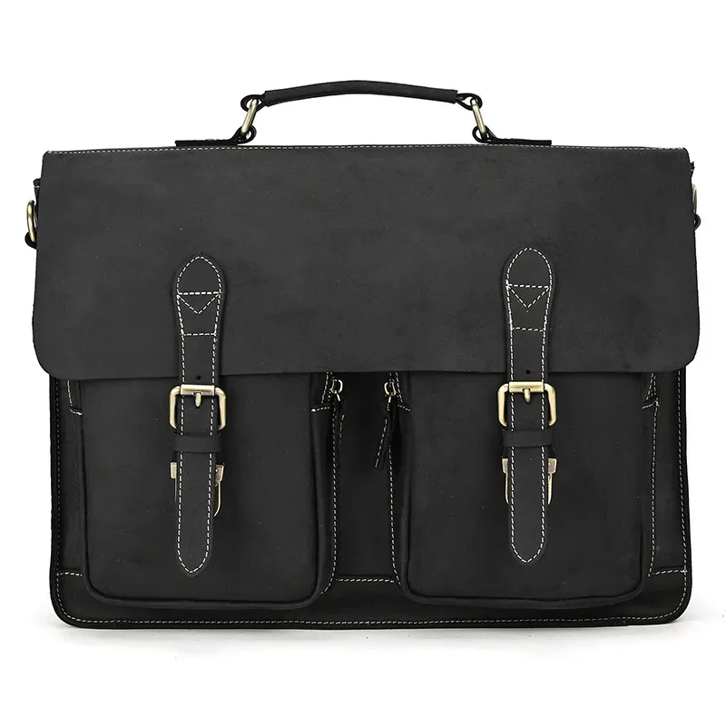 luufan-sac d'ordinateur portable en cuir véritable pour homme, étui à bombes d'affaires, sac de messager en cuir de vache, sac de calcul initié, fourre-tout pour homme, 15 pouces