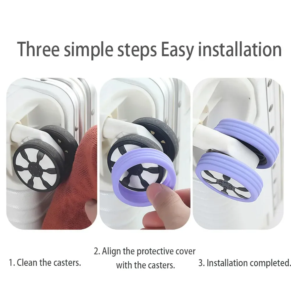 8 pièces de protection de roulettes de bagage en silicone, pièces de rechange pour valise, patins silencieux pour sac de voyage
