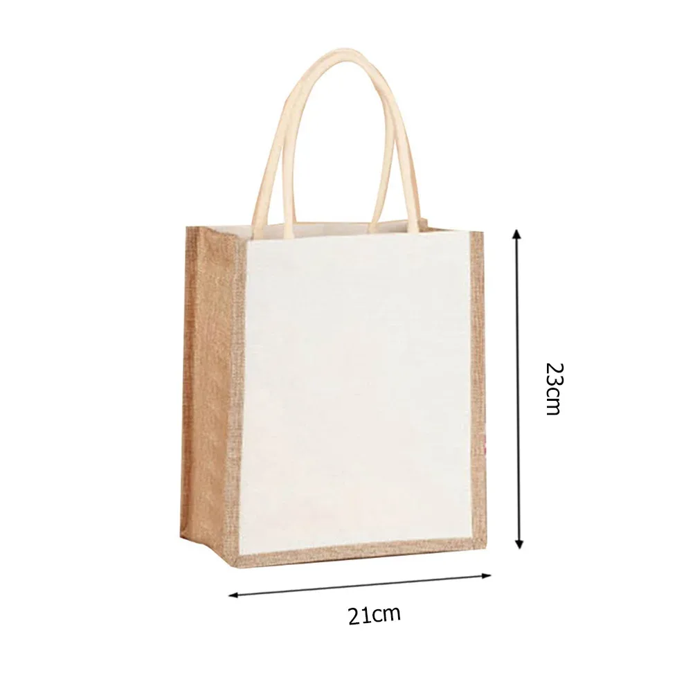 sac fourre-tout en toile de jute pour femme, sac à provisions réutilisable, sacs fourre-tout de grande capacité, sac à main à poignée supérieure, sac sous les bras, documents d'abonnés simples