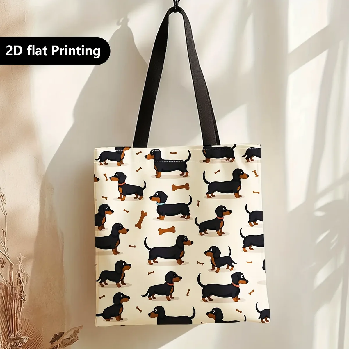 sac fourre-tout spacieux pour femmes, polyvalent pour le travail, motif teckel, pour les courses et les sorties décontractées du week-end, sac à bandoulière