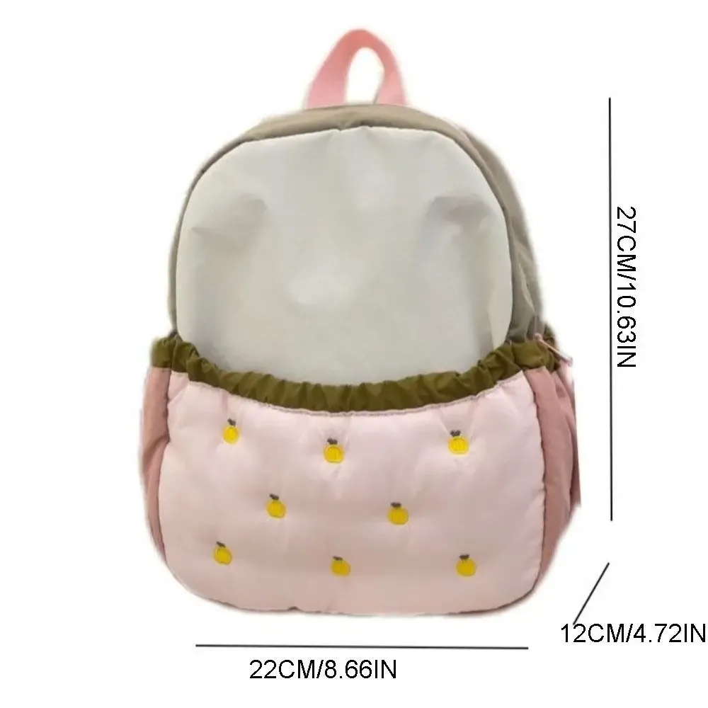 sac à dos en nylon pour enfants, broderie fruits, dessin animé, sac de jour en tissu, double épaule, pour étudiants, école maternelle