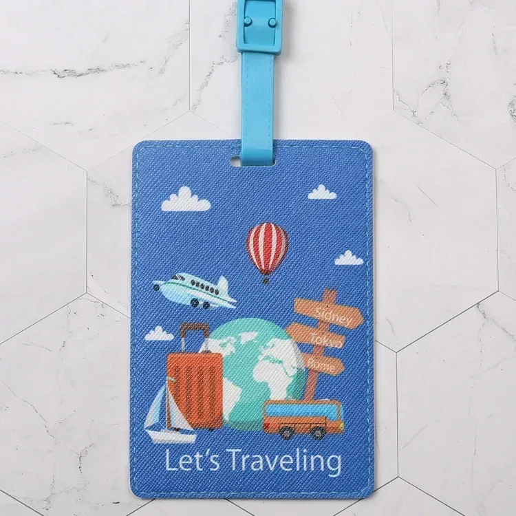 porte-adresse d'identification de valise en pu, étiquette d'embarquement de bagages, étiquette portable créative de voyage, accessoires de voyage de haute qualité, étiquette de bagage