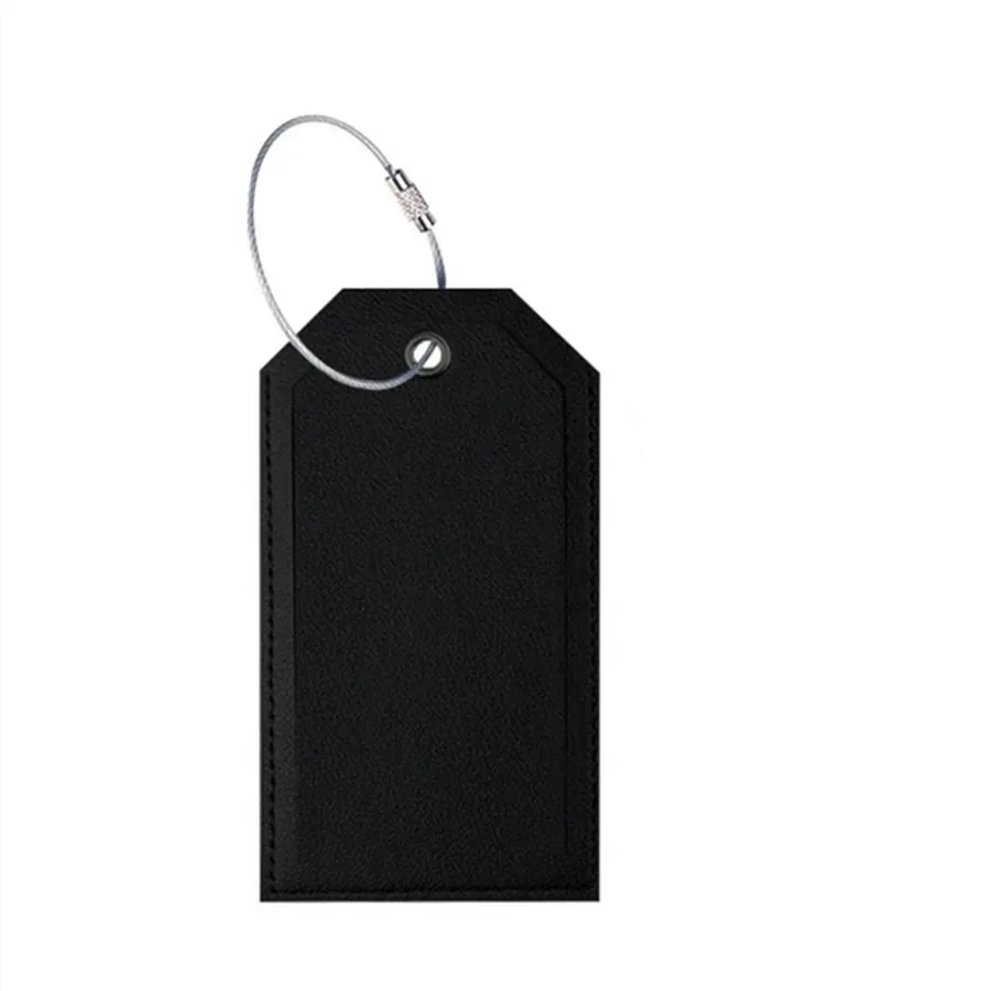 étiquette de bagage en cuir pu bloquant rfid, étiquettes de valise, étiquettes nominatives avec lanière en fil et carte en papier, accessoires de voyage sécurisés pour vacances