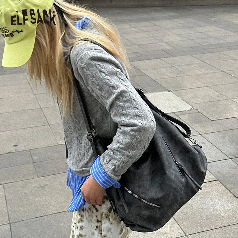elfsack 2025 printemps nouveautés polyvalent bandoulière sac à bandoulière vintage sac fourre-tout femmes grande capacité sac