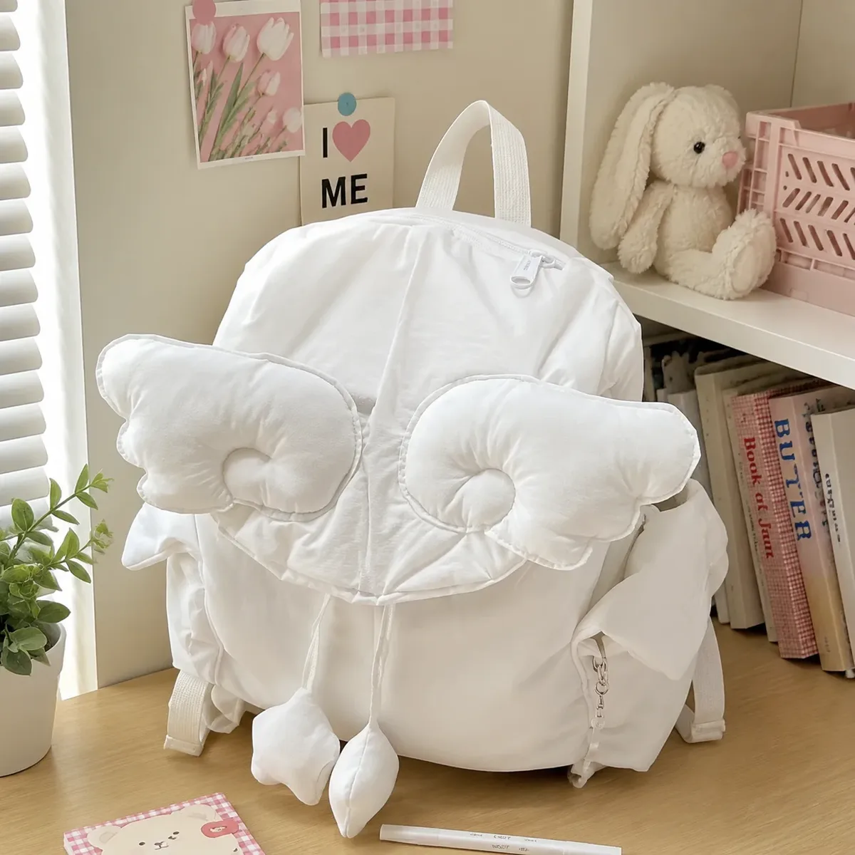 Sac à dos ailes d'ange portable léger mignon pour écolières, sac à bandoulière Kawaii, sac de voyage décontracté à la mode, cadeau pour adolescentes