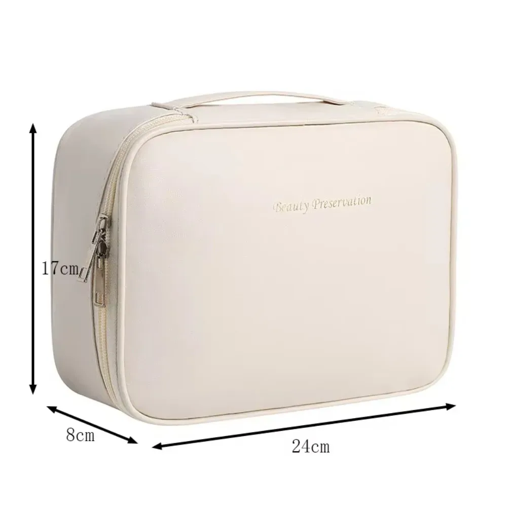 pochette cosmétique en cuir pu imperméable multifonctionnel organisateur de voyage grande capacité luxe trousse de toilette 