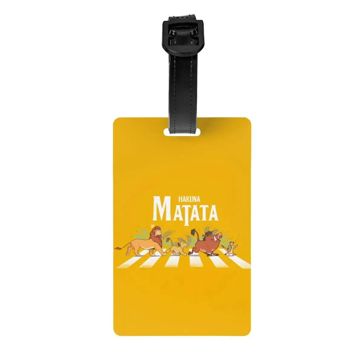 étiquette de bagage personnalisée rafiki avec carte nominative, étiquette d'identification avec couverture de confidentialité the lion cartoon k-kings pour sac de voyage et valise