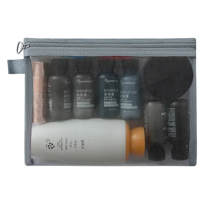trousse de voyage pour pinceaux de maquillage, sac de rangement cosmétique et trousse de toilette pour hommes et femmes, organisateur d'outils de beauté, pochette en maille pour accessoires de lavage et de rangement