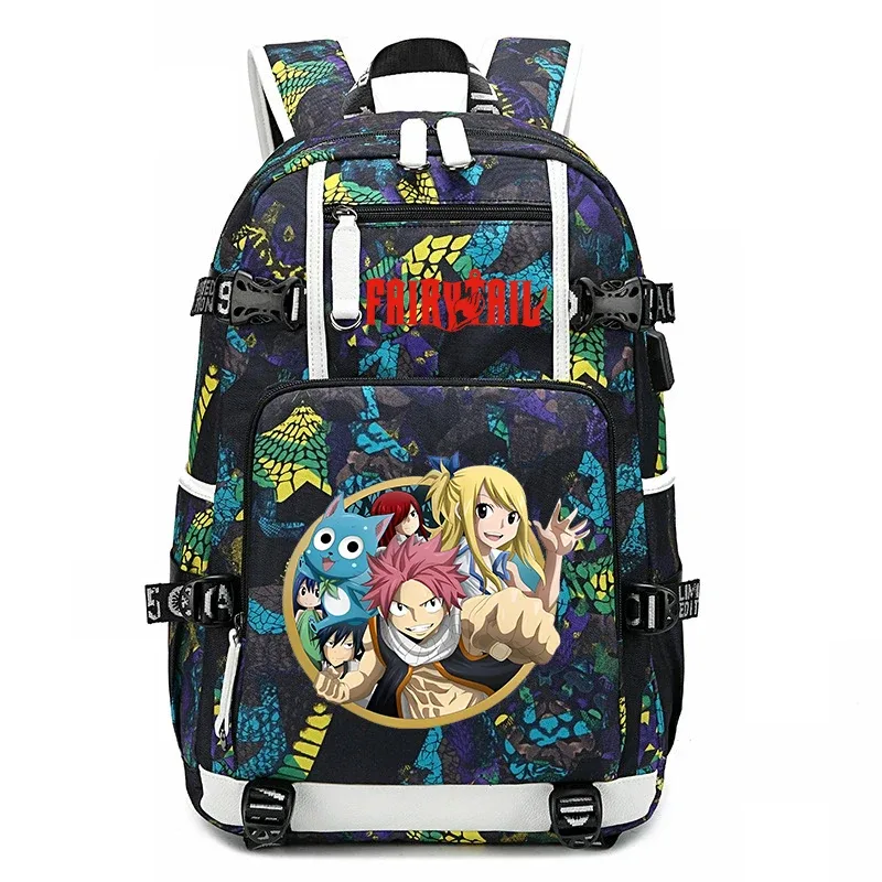 sac à dos d'école imprimé fairy tail anime, grande capacité, sac à livres pour adolescents et enfants, sac à dos de voyage décontracté