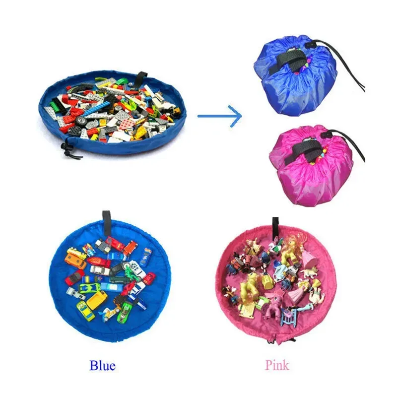 sac de rangement pour jouets d'enfants, tapis de jeu portable pour blocs de construction, organisateur multifonctionnel avec poignée de transport, cadeau de noël