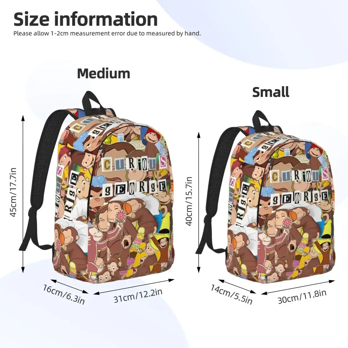 curieux george monkey anime sac à dos pour hommes femmes décontracté lycée randonnée voyage sac à dos ordinateur portable sacs en toile en plein air