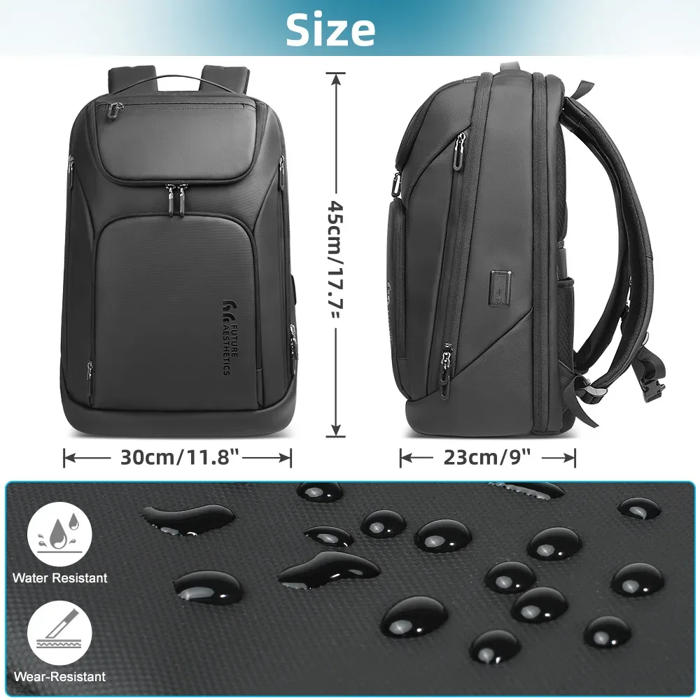 ian-sac à dos de voyage spacieux pour homme, sac à dos pour ordinateur portable 17.3 ", grande capacité, sacs à dos étanches avec usb, nouveauté