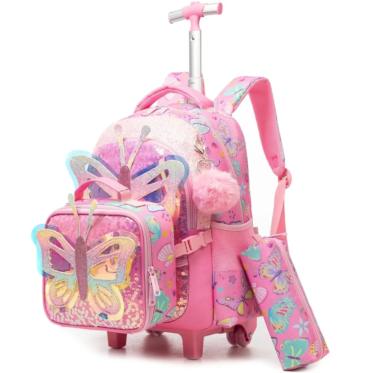 sac à dos à roulettes licorne pour filles et enfants, sac d'école à roulettes, bagage de voyage, cadeau mignon pour élèves du primaire, sac à roulettes