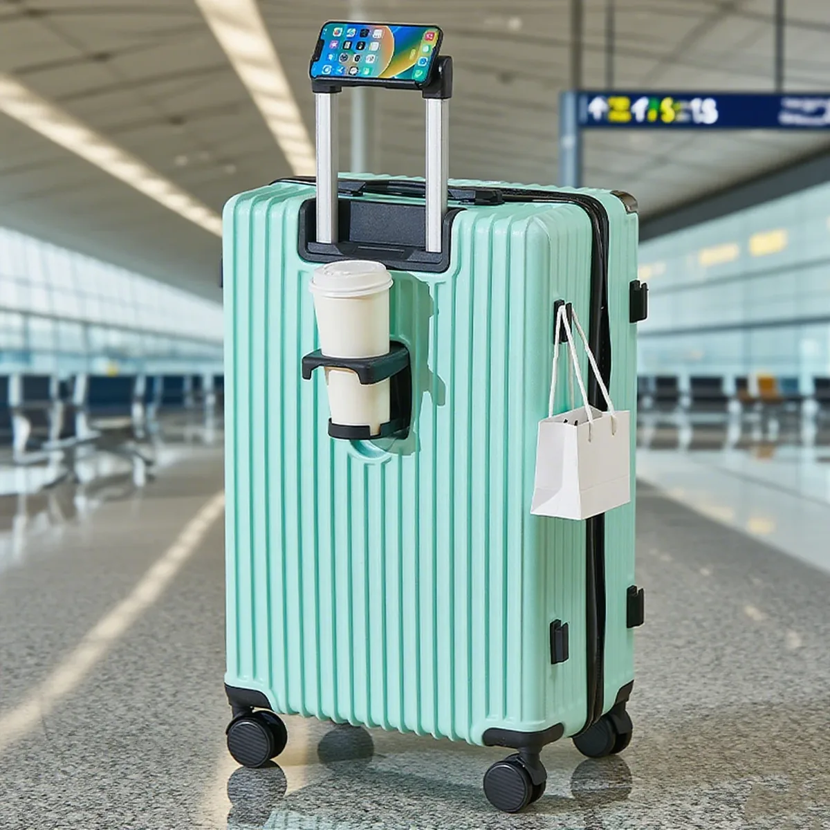 20-26 pouces bagages avec porte-gobelet support pour téléphone valise de voyage bagages roulants valise de grande capacité bagages de taille moyenne