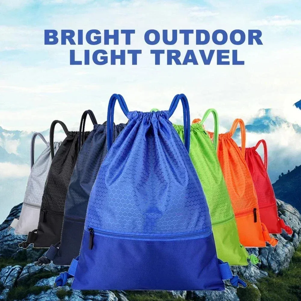 Sport 5 couleurs poche à cordon sac à dos Simple sac à dos de Fitness pour hommes et femmes sac de basket-ball léger sac à fermeture éclair Oxford