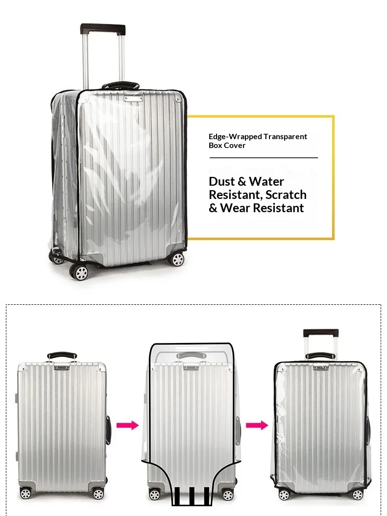 housse de protection transparente en pvc pour bagages à roulettes, housse extérieure résistante à l'usure, protection transparente