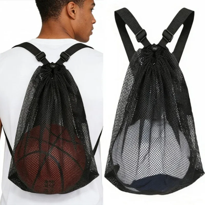 sac à dos en maille portable grande capacité avec cordon de serrage, sacs de rangement pour football, basketball, randonnée, sport, voyage, gym, shopping