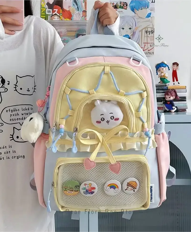 nouveau sac à dos anime ita en forme de cœur avec nœud, sac à dos transparent bidimensionnel mignon pour fille, grande capacité, sac à dos de présentation diy pour otaku