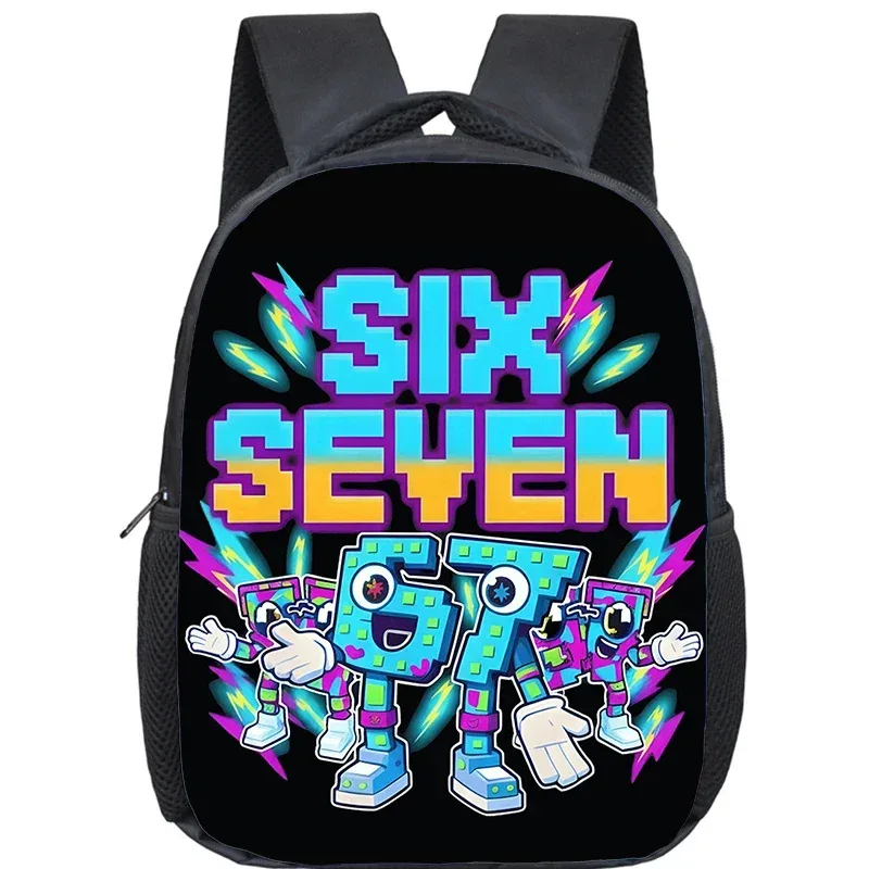 sac à dos orthopédique pour enfants, motif dessin animé, pour la maternelle, pour filles et garçons, avec les chiffres amusants 6 et 7, mochila meme 6 7