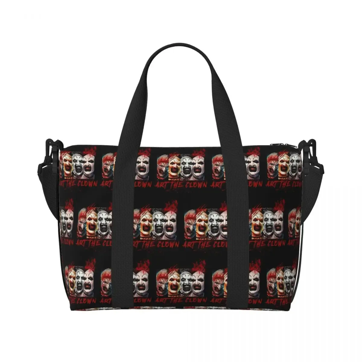 sac fourre-tout personnalisé t-terrifiers 3 halloween pour femmes, sacs de voyage de grande capacité pour plage et gymnastique