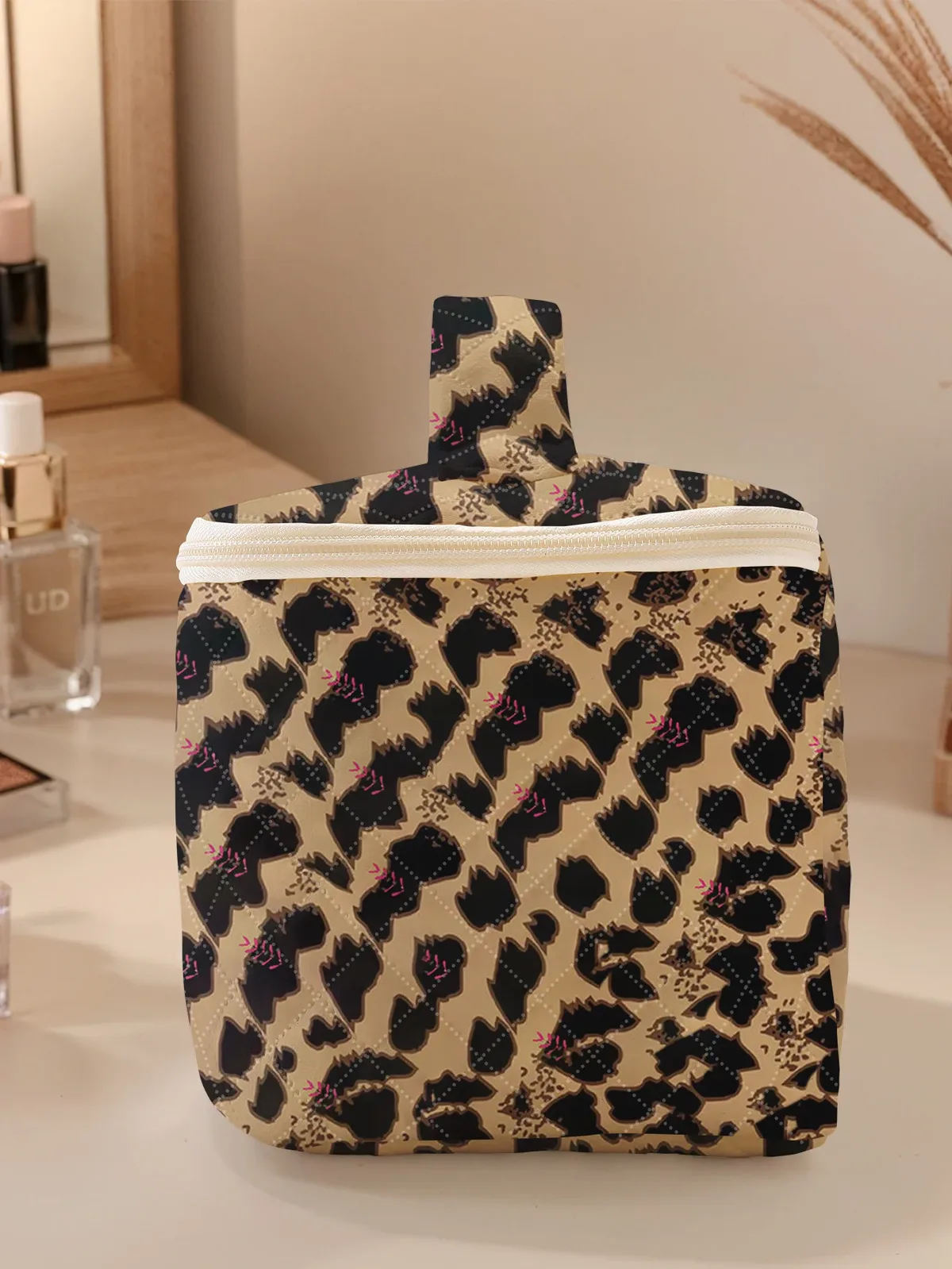 1 pièce, cosmétiques de voyage portables imprimés à motif de tigre, sac de rangement de voyage de grande capacité, trousse de maquillage mignonne et à la mode