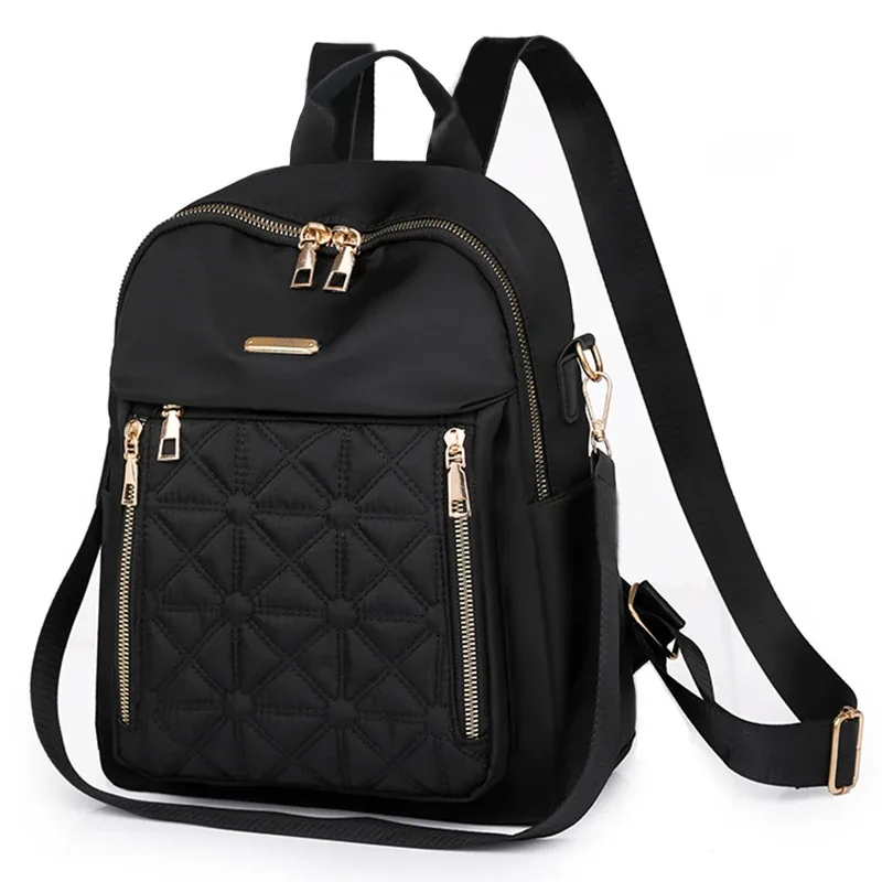 sac à dos de moto matelassé chic antivol avec plusieurs poches extérieures zippées, sac à dos compact et tendance pour les loisirs et les promenades en plein air