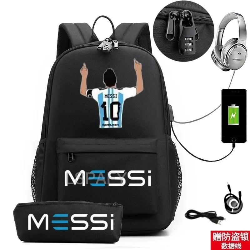 sac à dos messi tendance avec port usb antivol, grande capacité, pour femmes, hommes, adolescents, sacs d'école décontractés pour lycéens, mochilas