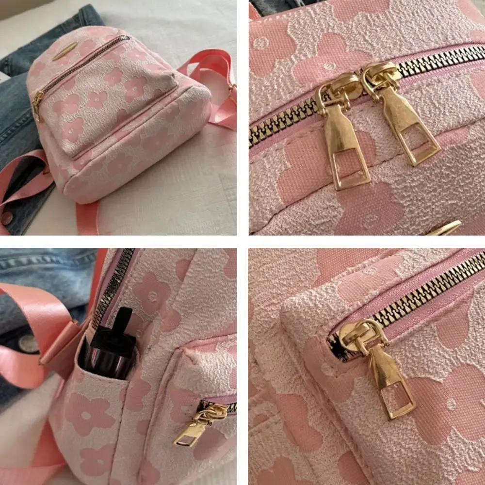 sac à dos mignon en toile à motif floral, sac à bandoulière en cuir pu à motif floral, grande capacité, style coréen, sac d'école pour étudiants, voyage