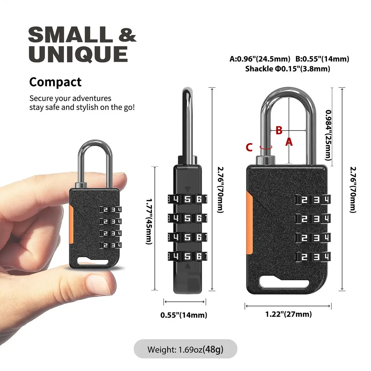 cadenas à combinaison robuste à 4 chiffres en alliage de zinc, étanche, pour bagages, valises, casiers, sacs de sport et voyages