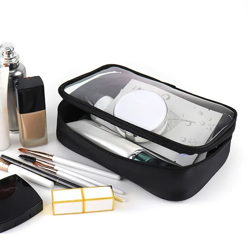 trousse de maquillage imperméable en pvc transparent pour femmes, trousse de voyage à cosmétiques, trousse de maquillage, sacs pour hommes, pochette de rangement pour brosses de toilette
