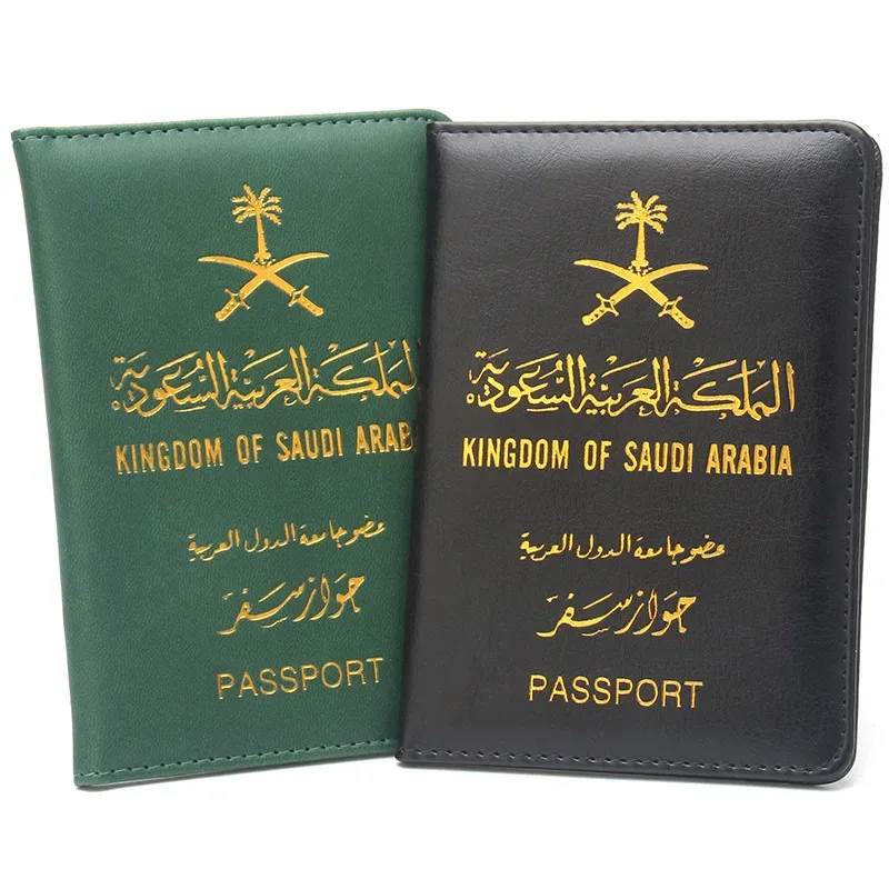 Étui vert pour passeport d'arabie saoudite, portefeuille de voyage fin et léger, porte-documents de voyage