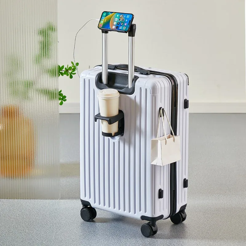 20-26 pouces bagages avec porte-gobelet support pour téléphone valise de voyage bagages roulants valise de grande capacité bagages de taille moyenne
