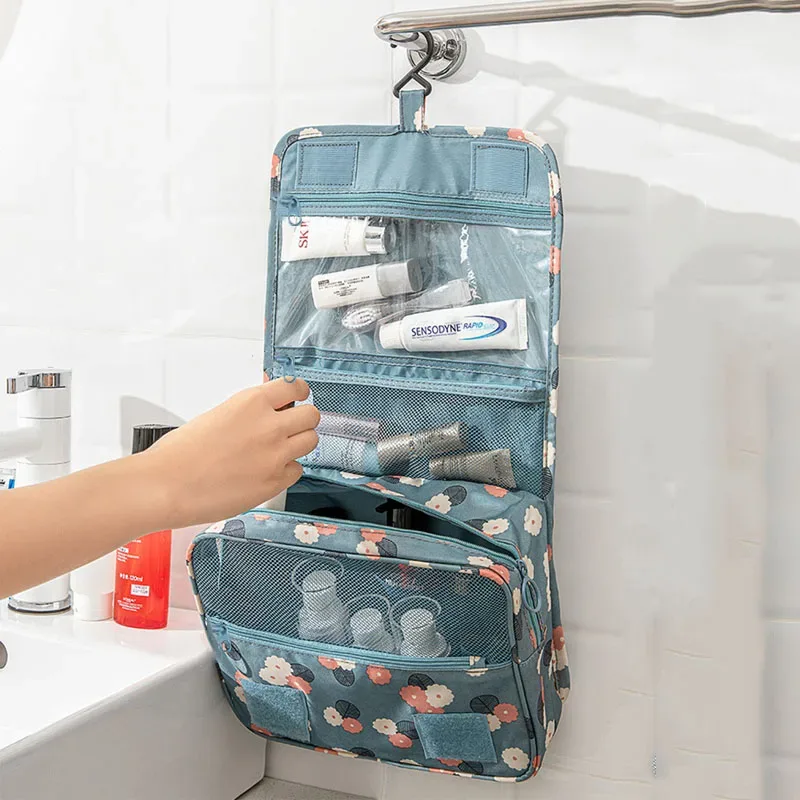 sac de toilette portable imperméable avec crochet, organiseur de maquillage multifonctionnel pour femmes, idéal pour les voyages