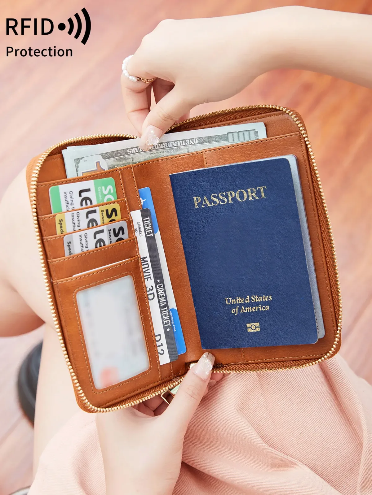 Sac de passeport de voyage en cuir PU, porte-passeport simple et portable de grande capacité, porte-carte d'identité multifonctionnel, accessoires de voyage