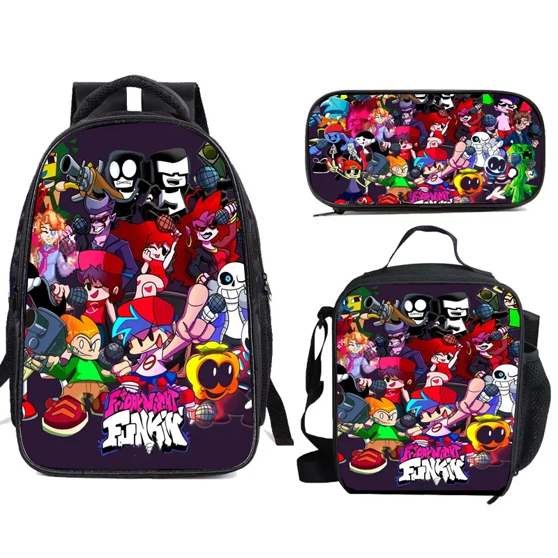 sac à dos friday night funkin, coffret de trois, trousse à crayons, sac à dos friday night funkin