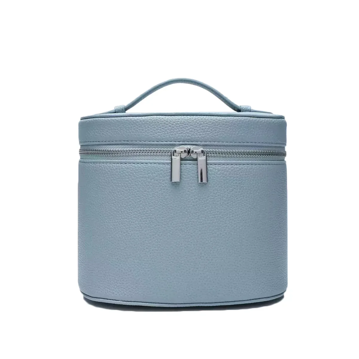 sac de voyage portable personnalisable avec compartiment cosmétique amovible en cuir grainé et section de rangement séparée pour articles de toilette