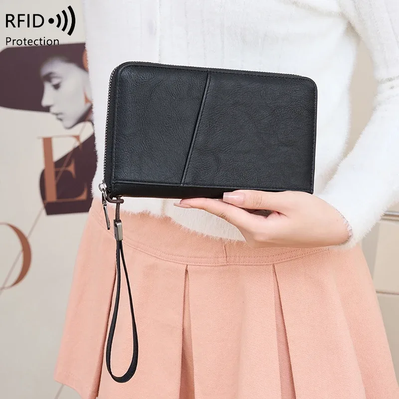 nouveau portefeuille de voyage multifonctionnel en cuir pu pour hommes et femmes, porte-cartes anti-rfid, anti-vol, sac de rangement