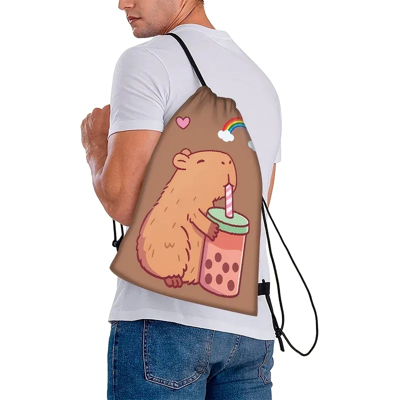 sac à dos à cordon de serrage capybara mignon pour fille, sac à dos décontracté pour les voyages quotidiens, cadeau d'anniversaire, 1 pièce