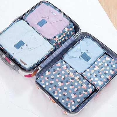 sacs de rangement de voyage, valise, emballage, étuis de rangement, bagages, vêtements, chaussures, sac en poudre bien rangé, grand ensemble de 6 pièces