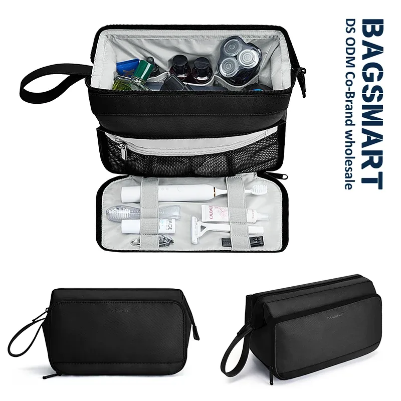 BAGSMART-Trousse de Toilette pour Homme, Grande Ouverture, Voyage, Eau, Degré, Rasage, Hygiène, Douche, Essentiels de Voyage
