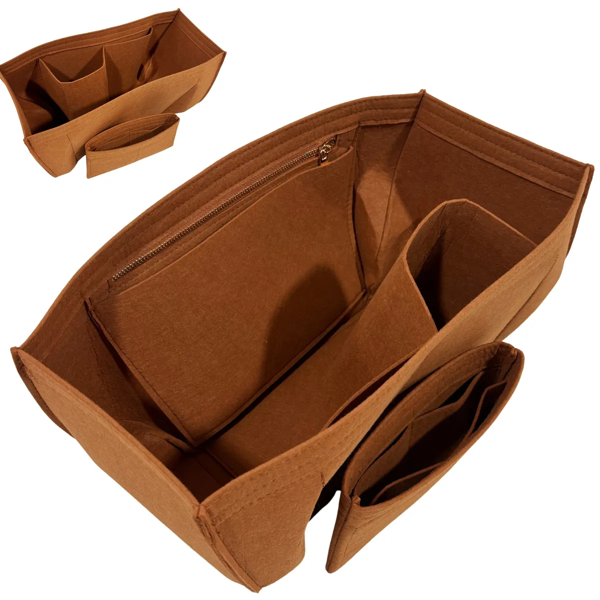organisateur de sac pour cyme tote (grand/mini) – doublure en feutre avec poche zippée et porte-bouteille, maintien de la forme