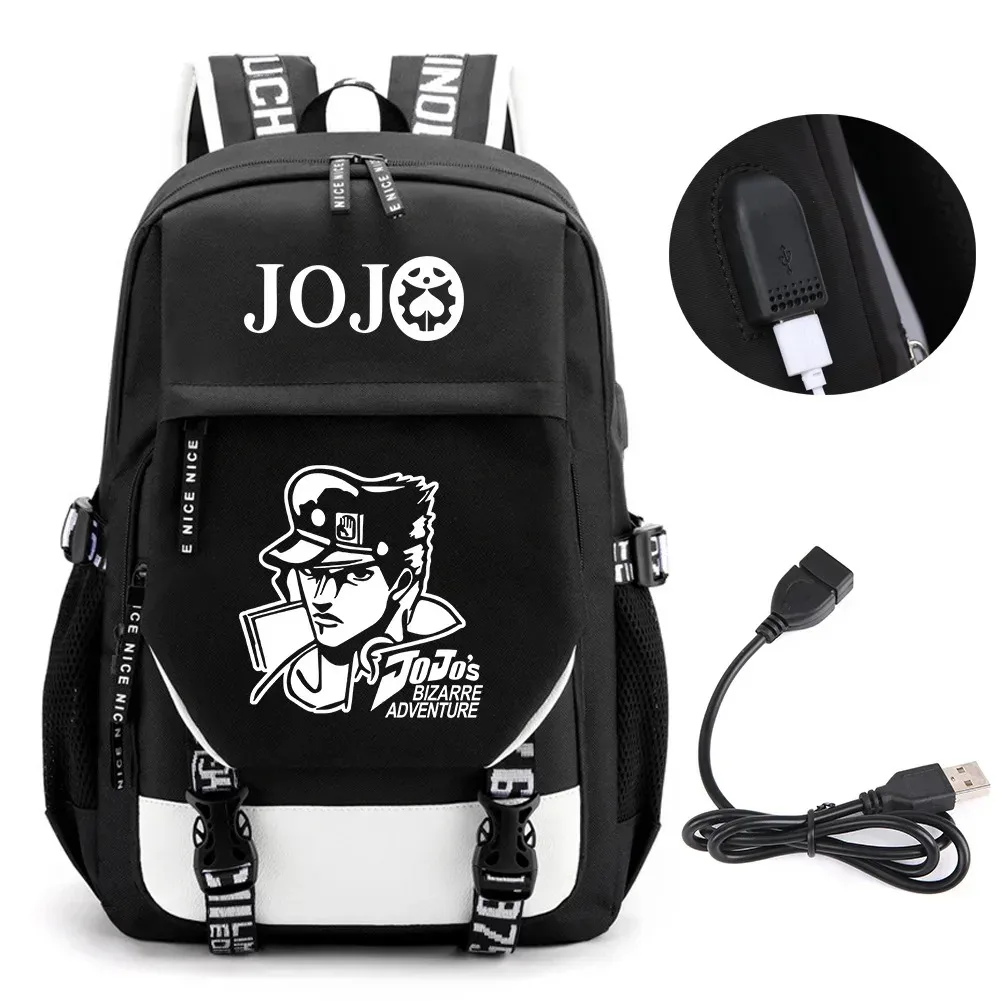 sac à dos de voyage pour ordinateur portable garçon et fille, chaîne anime jo jonathan joes killer golden experience, sacs à livres scolaires mochila, port usb
