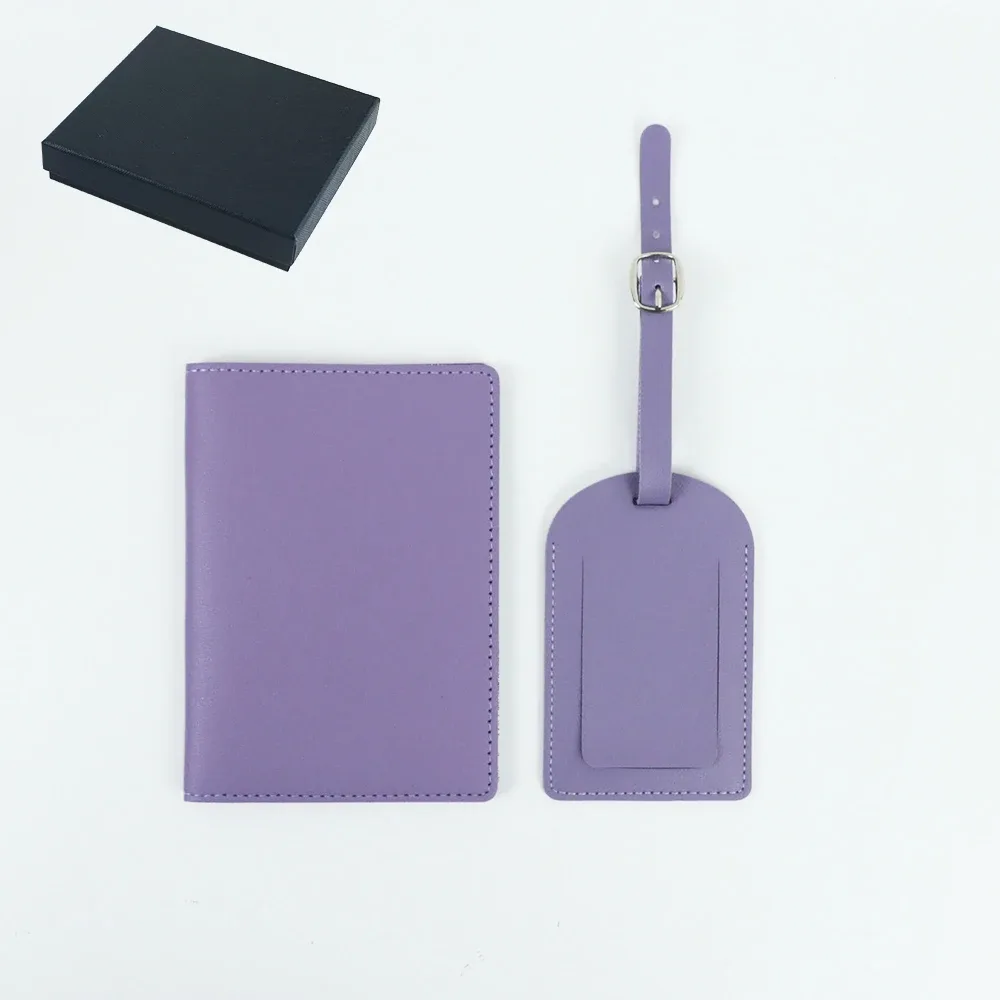 ensemble cadeau de porte-passeport en cuir pu personnalisé avec nom, porte-bagages, porte-cartes multi-fentes, portefeuille grande capacité, porte-passeport