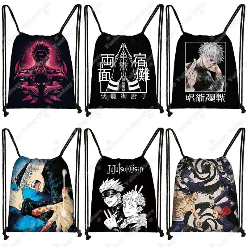 Sacs à dos Anime Jujutsu Kaisen Gojo Satoru Yuji Itadori, sac à cordon Harajuku, sacs de rangement de grande capacité, sac à bandoulière d'extérieur