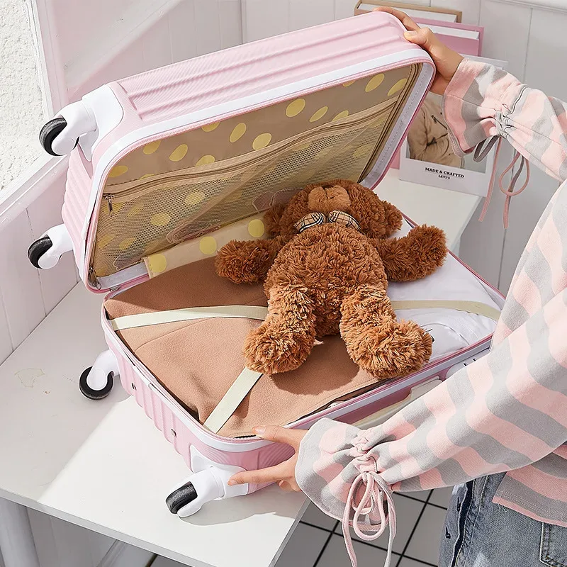 sac à bagages à roulettes de dessin animé mignon, bagage à main avec mot de passe, bagage à roulettes, bagage à main étudiant, 20 po